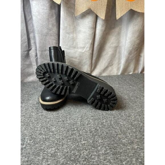 Dolce Vita Womens 9 Black Rango Wedge Lug Sole Faux Leather Boots Moto Goth - Picture 7 of 10